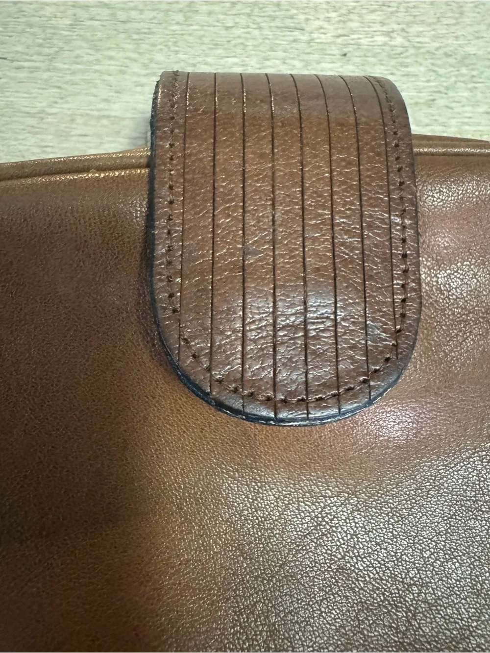 Etienne Aigner vintage Brown Leather Wristlet Clutch wallet makeup pouch